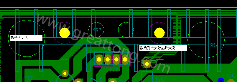PCB設計中，散熱孔散熱片設計不當，造成很多電源板斷裂