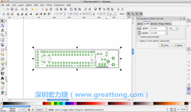 首先，你需要取得電路板設計圖的PNG圖檔，才能在上面進行繪制。這件事做起來比用說的難上許多，而其中一種方法如下所示（我們會先假設你正在使用Inkscape向量繪圖工具）。