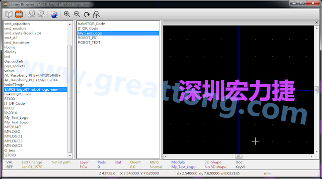 進行相同的程序， 目前這個Library IT_robot_logo_new.mod就包含了多個footprint于其內(nèi)。