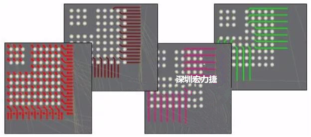 扇出及逃逸時布線是根據(jù)適用的設(shè)計(jì)規(guī)則來進(jìn)行的。